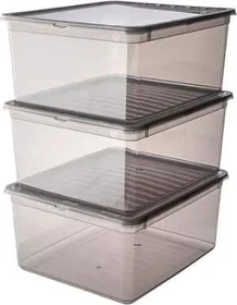 Keeeper Bea Aufbewahrungsbox, 18l, grau/transparent, 3er-Pack