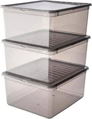Keeeper Bea Aufbewahrungsbox, 18l, grau/transparent, 3er-Pack