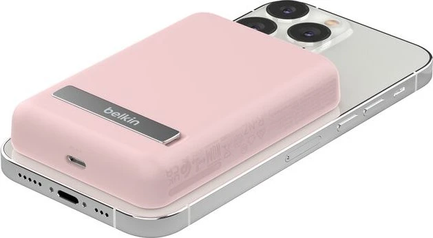 Belkin BoostCharge Magnetic Wireless Power Bank 5K + Stand rosa