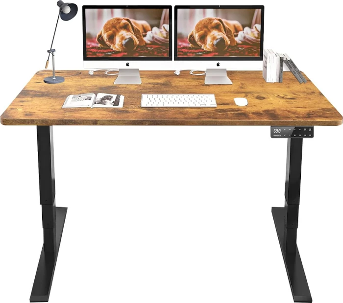 Maidesite S2 Pro Plus elektrisch höhenverstellbarer Sitz-Steh-Schreibtisch 160x80cm braun/schwarz
