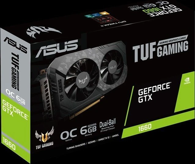 ASUS TUF Gaming GeForce GTX 1660 OC, TUF-GTX1660-O6G-GAMING, 6GB GDDR5, DVI, HDMI, DP