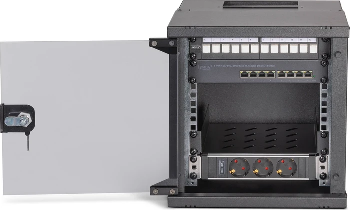 Digitus Professional SoHo Pro Line 10" Wandgehäuse SET 6HE, unmontiert, Sicherheitsglastür, IP20, RAL 9005, 300mm tief