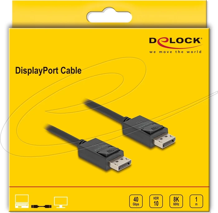 DeLOCK DisplayPort 2.1 Kabel schwarz, 1m