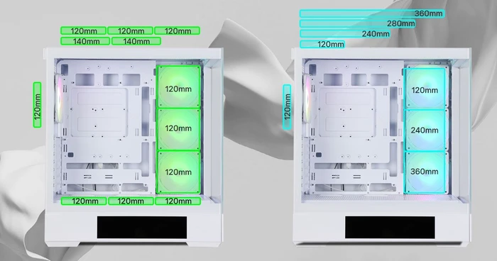 Zalman P40 DS White, weiß, Glasfenster