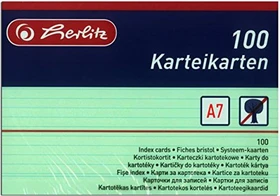 Herlitz Karteikarten, A7, liniert, grün, 100 Blatt