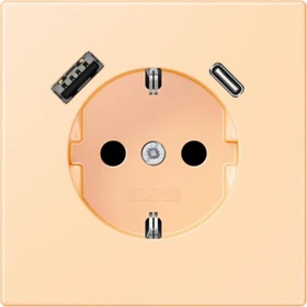 Jung Serie LS SCHUKO-Steckdose mit USB-Ladegerät Safety+, ocre