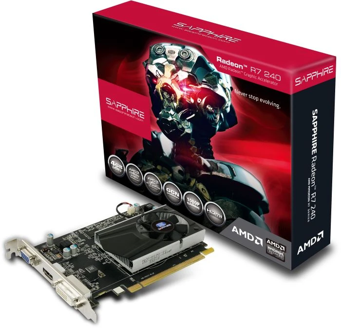 Sapphire Radeon R7 240, 4GB DDR3, VGA, DVI, HDMI, lite retail