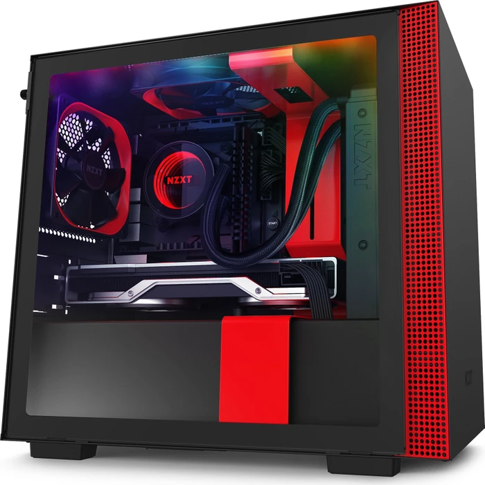 NZXT H210i, schwarz/rot, Glasfenster, Mini-ITX