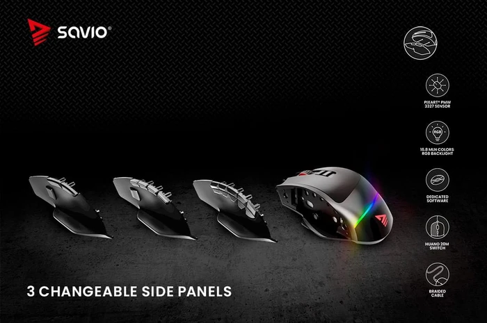 Savio Valiant RGB Gaming Mouse schwarz, USB