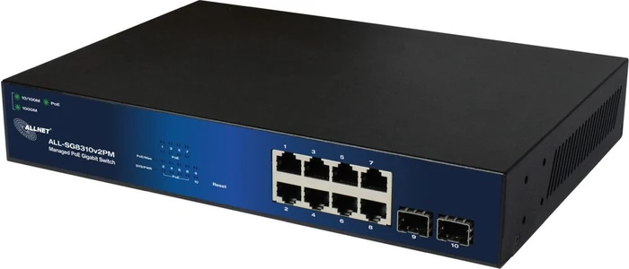 Allnet SG83 Rackmount Gigabit Smart Switch, 8x RJ-45, 2x SFP, 140W PoE+