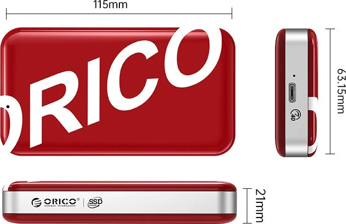 Orico SUPRE-20G SSD, rot, 1TB, USB-C 3.2
