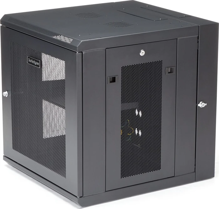 StarTech RK1224WALHM Wandgehäuse 12HE, Gitternetztür, schwarz, 651mm tief