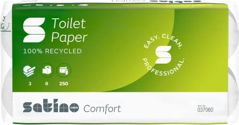 Wepa Satino comfort Toilettenpapier 3-lagig weiß, 8 Rollen
