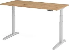Hammerbacher Ergonomic Aktiv XBHM16 elektrisch höhenverstellbarer Sitz-Steh-Schreibtisch 160x80cm Asteiche/silber