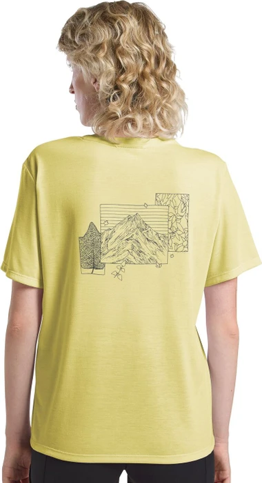 Jack Wolfskin Vonnan Graphic Funktionsshirt kurzarm ridge leaf lemon ice (Damen)