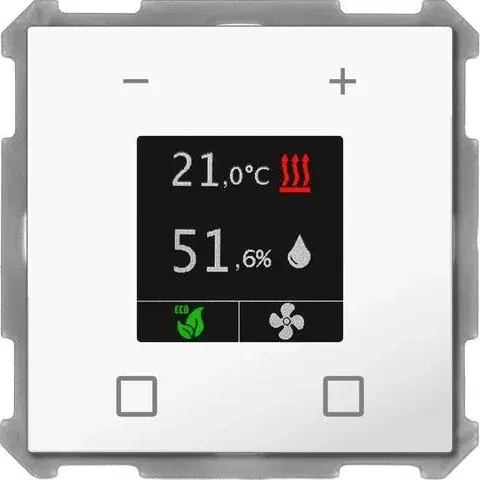 MDT Raumtemperaturregler Smart 63 mit Binäreingang 4-fach Studioweiß glänzend