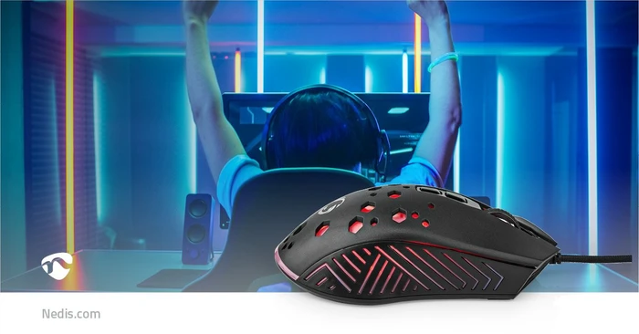 Nedis Wired Gaming Mouse with 12 lighting modes, schwarz, USB