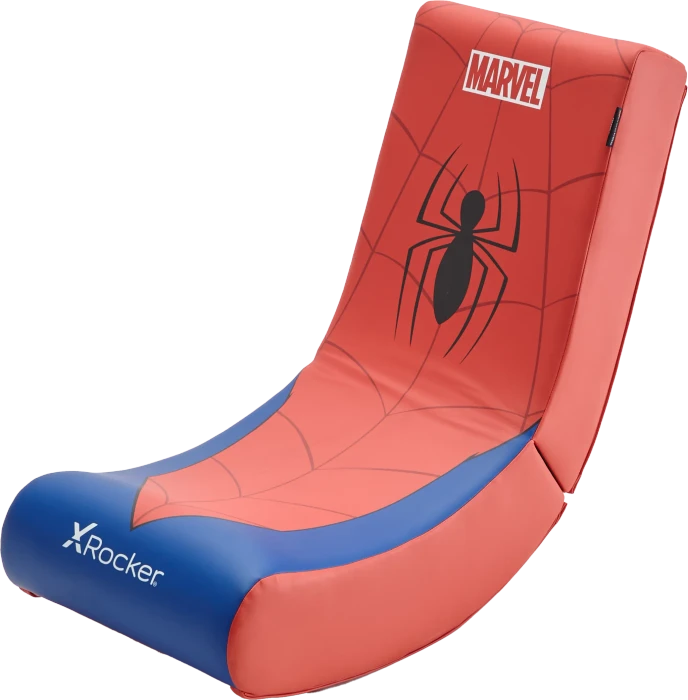 X Rocker Marvel Icon Video Rocker Gaming Bodensessel für Kinder/Jugendliche, Spider-Man rot/blau