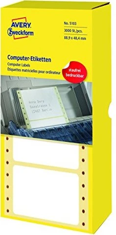 Avery-Zweckform Endlosetiketten, 88.9x48.4mm, weiß, 500 Blatt (3000 Etiketten)