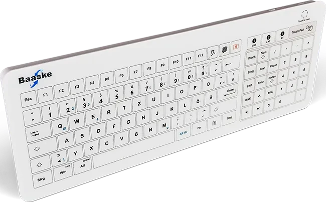 Baaske GL01 Medizinische Glastastatur, mit Touchpad, USB/Bluetooth, DE