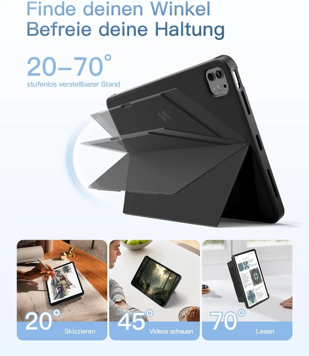 Inateck ACE Touch Ultraleicht Tastatur für iPad Air 11" (M4/M3) und iPad Pro 11" (4/3/2/1), schwarz/grau, DE