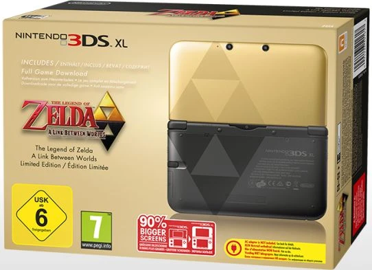Nintendo 3DS XL The Legend of Zelda: A Link Between Worlds Limited Edition Bundle gold