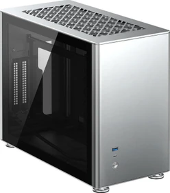 Jonsbo A4, silber, Glasfenster, Mini-ITX