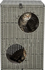 Trixie Outdoor Katzenhöhle Amalia aus Polyrattan, eckig, 37 x 57 x 35cm, grau