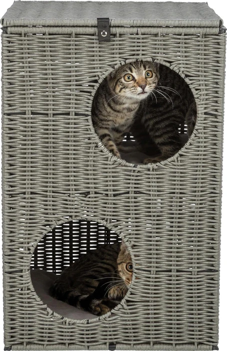 Trixie Outdoor Katzenhöhle Amalia aus Polyrattan, eckig, 37 x 57 x 35cm, grau