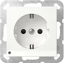 Gira System 55 SCHUKO-Steckdose 16A 250V mit LED-Orientierungsleuchte und Shutter, reinweiß glänzend