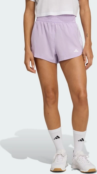 adidas Pacer Training 3-Streifen Woven High-Rise Trainingshose kurz powder plum/white (Damen)