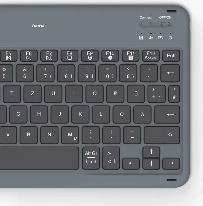 Hama Travel 500 Tablet-Tastatur, schwarz, mit Schutzhülle für 7"-11" Tablets, Bluetooth, DE