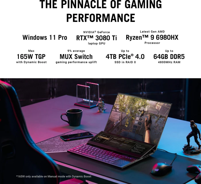 ASUS ROG Zephyrus Duo 16 GX650RM-LO032W, Ryzen 9 6980HX, 16GB RAM, 1TB SSD, GeForce RTX 3060, DE