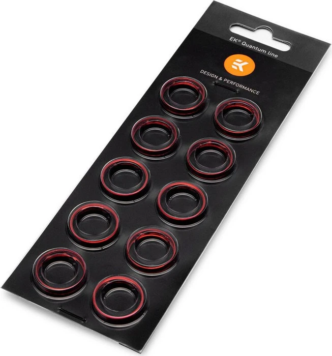 EK Water Blocks Quantum Line EK-Quantum Torque STC-10/13 Color Rings Pack, Schlauchanschluss Dekorationsring, rot, 10er-Pack