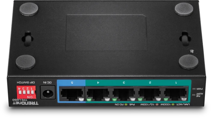 TRENDnet TPE-LG50 Long Range Desktop Gigabit Switch, 5x RJ-45, 32W PoE+