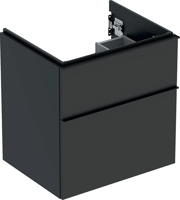 Geberit iCon Unterschrank für Handwaschbecken mit 2 Schubladen 59.2cm, Korpus und Front: lava/lackiert matt, Griff: lava/pulverbeschichtet matt