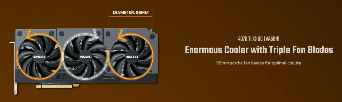 INNO3D GeForce RTX 4070 Ti SUPER X3 OC, 16GB GDDR6X, HDMI, 3x DP