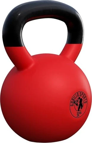 Gorilla Sports Red Rubber Kettlebell Hantel