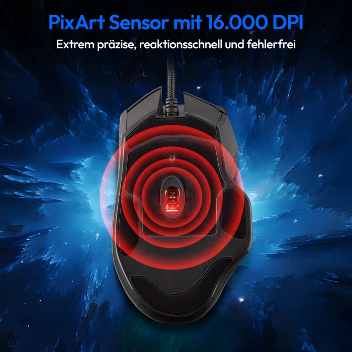 Medion Erazer Wizard P20 Gaming Mouse, schwarz, USB