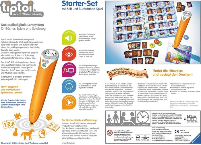 Ravensburger tiptoi Starter-Set: Stift mit Player und Spiel Buchstabenburg