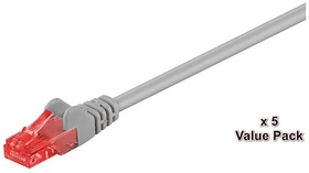 MicroConnect Patchkabel, Cat6, U/UTP, RJ-45/RJ-45, 15m, grau, 5er-Pack
