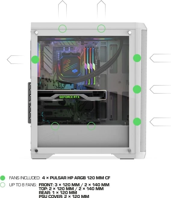 Endorfy SilentiumPC Ventum VT4V Evo TG ARGB White, Glasfenster