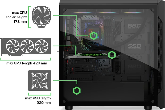 Endorfy SilentiumPC Armis AR7X Evo TG RGB, Glasfenster