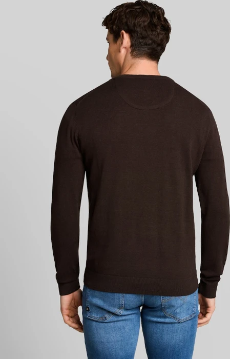 Tom Tailor Strickpullover mit V-Ausschnitt aus Baumwolle Strickpullover braun (Herren)