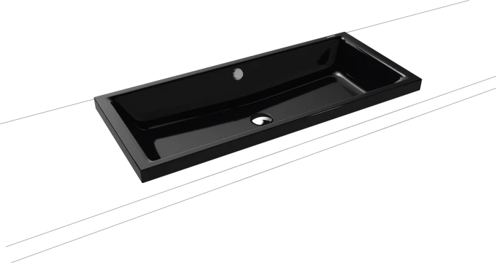 Kaldewei Puro S 3174 Aufsatzwaschtisch 90x38.5x40cm, Perl-Effekt, ohne Hahnloch, schwarz (909006003701)