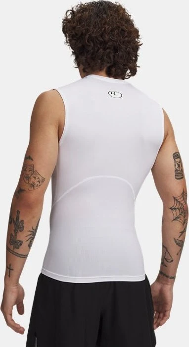 Under Armour HeatGear Armour Funktionsshirt ärmellos weiß/schwarz (Herren)