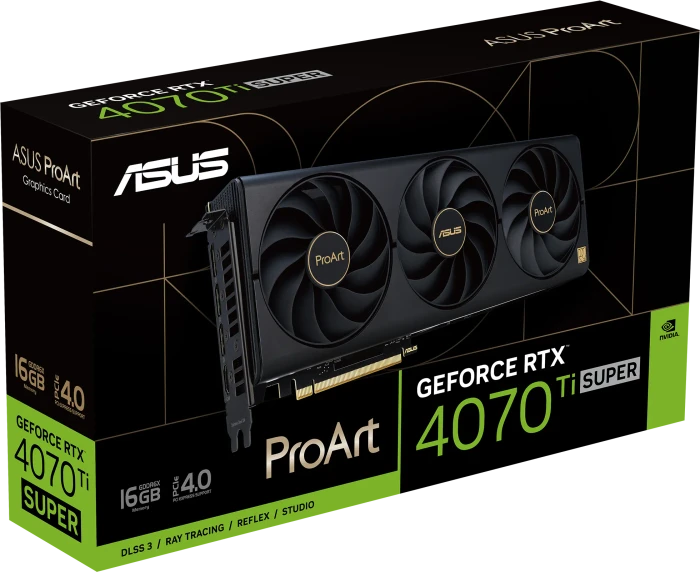 ASUS ProArt GeForce RTX 4070 Ti SUPER, PROART-RTX4070TIS-16G, 16GB GDDR6X, HDMI, 3x DP