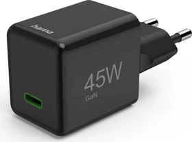 Hama GaN Schnellladegerät Super-Mini, USB-C, 1x USB-C, 45W, schwarz