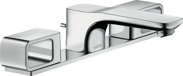 Hansgrohe Axor Urquiola 3-Loch Waschtischarmatur 50 mit Platte und Zugstangen-Ablaufgarnitur chrom