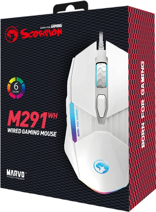 Marvo Scorpion M291 Wired Gaming Mouse, weiß, USB